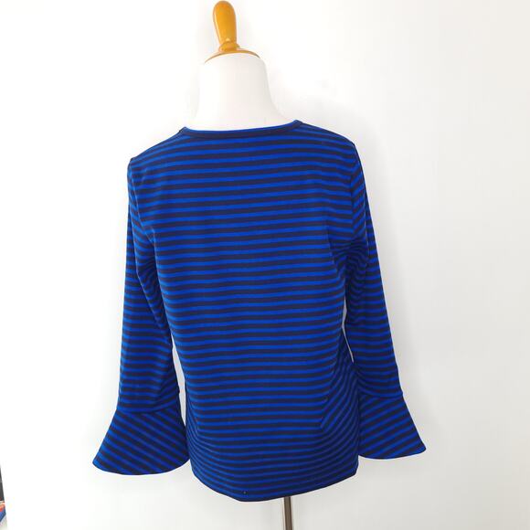 Draper James Sadler Striped Ponte Knit Bell Sleeves Shirt Rayon Small - Picture 4 of 13